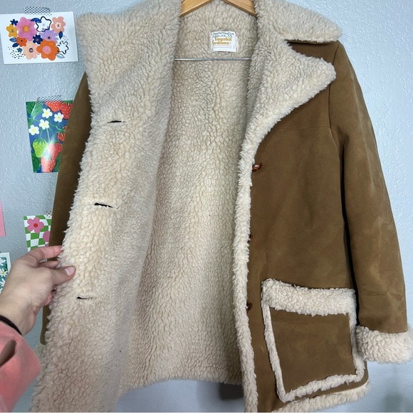Vintage 70s penny lane Fingerhut Fashions Faux Shearling Suede Button-up Jacket - Picture 6 of 8